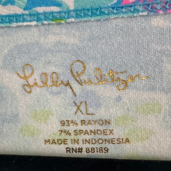 New Lilly Pulitzer Sophie Dress Blue Multi Crew Neck Pullover 3/4 Sleeve Sz XL - Picture 4 of 7